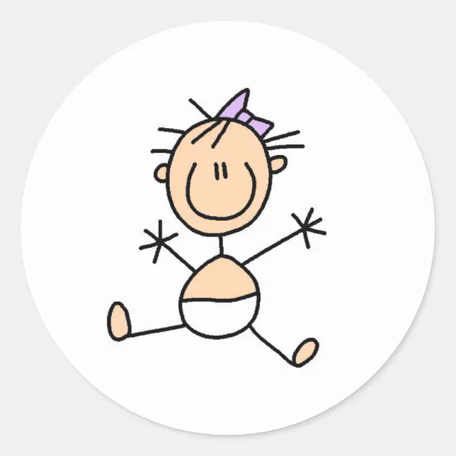 Stick Figure Baby Girl Sticker | Zazzle