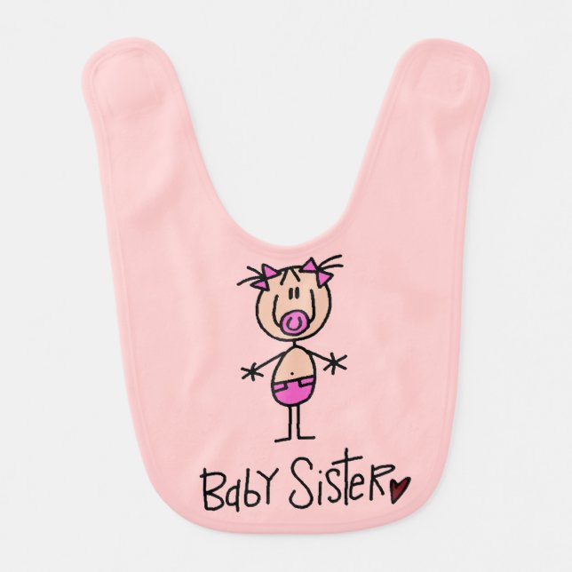 Stick Figure Baby Sister Bib (Front)