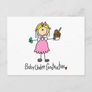 Stick Figure Baby Under Construction Postcard