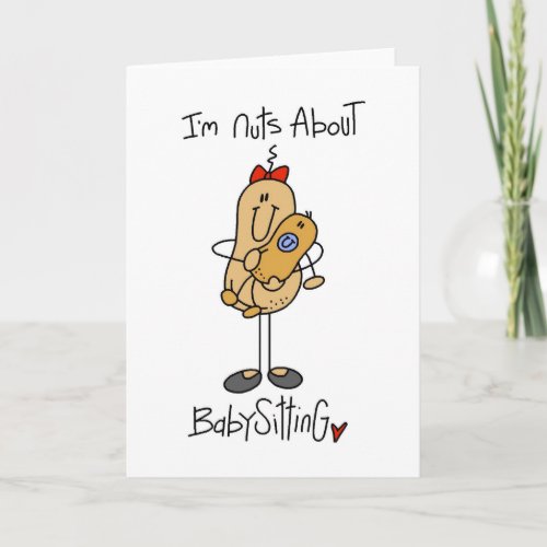 Stick Figure Babysitting Nut Greeting Card