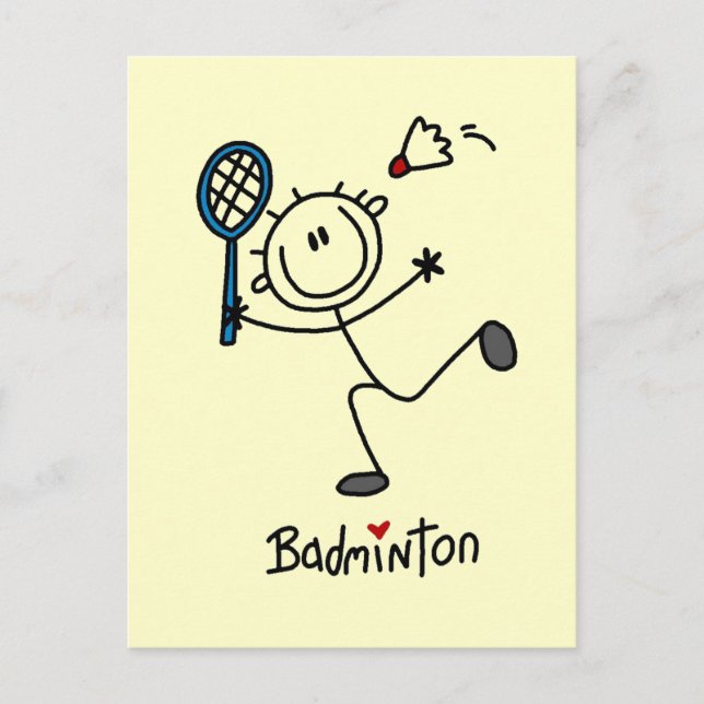 Stick Figure Badminton T-shirts and Gifts Postcard (Front)