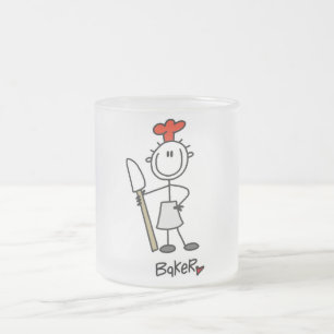 Stick Figure Baker Frosted Glass Coffee Mug