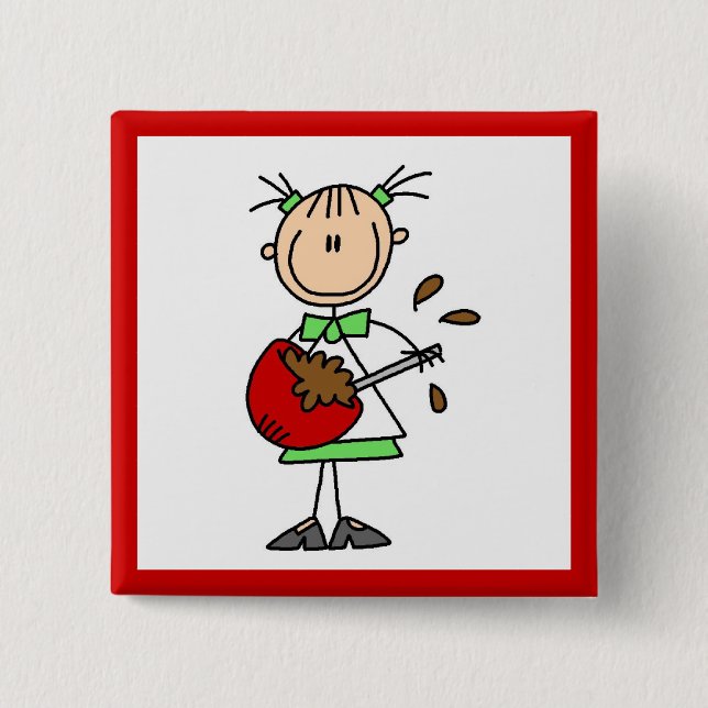 Stick Figure Baker Mixing Batter Pinback Button (Front)