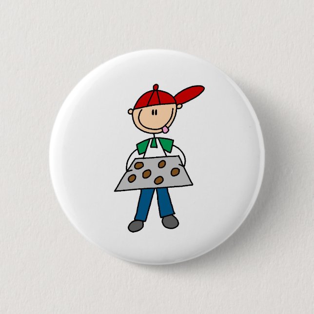Stick Figure Baking Cookies Button (Front)