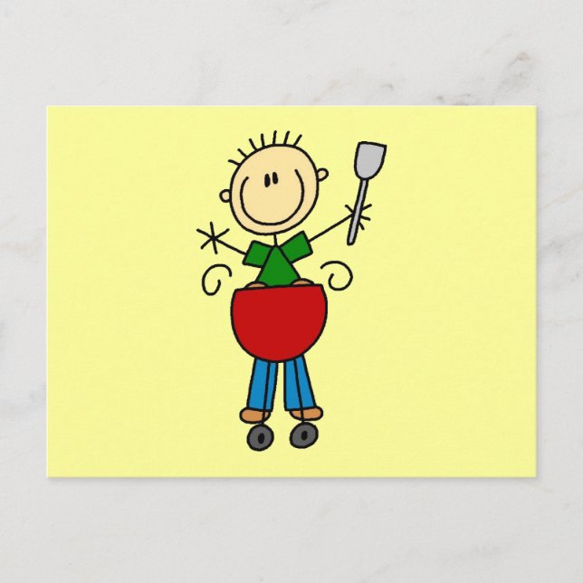 Stick Figure Barbequeing T-shirts and gifts Postcard (Front)