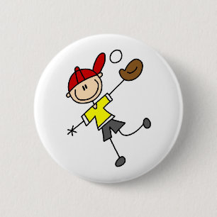 Stick Figure Baseball Button