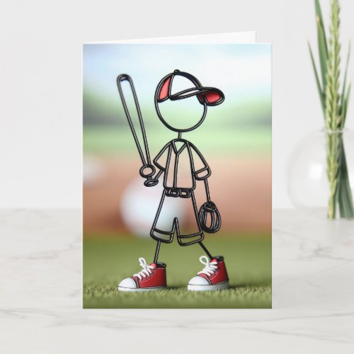 Stick Figure Baseball Player Card