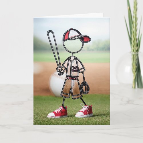 Stick Figure Baseball Player Card