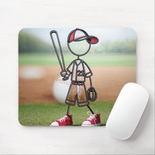 Stick Figure Baseball Player Mouse Pad