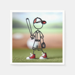Stick Figure Baseball Player With Red Sneakers Napkins