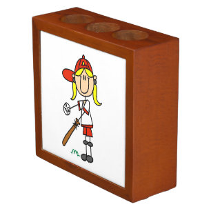Stick Figure Baseball Up At Bat Pencil/Pen Holder