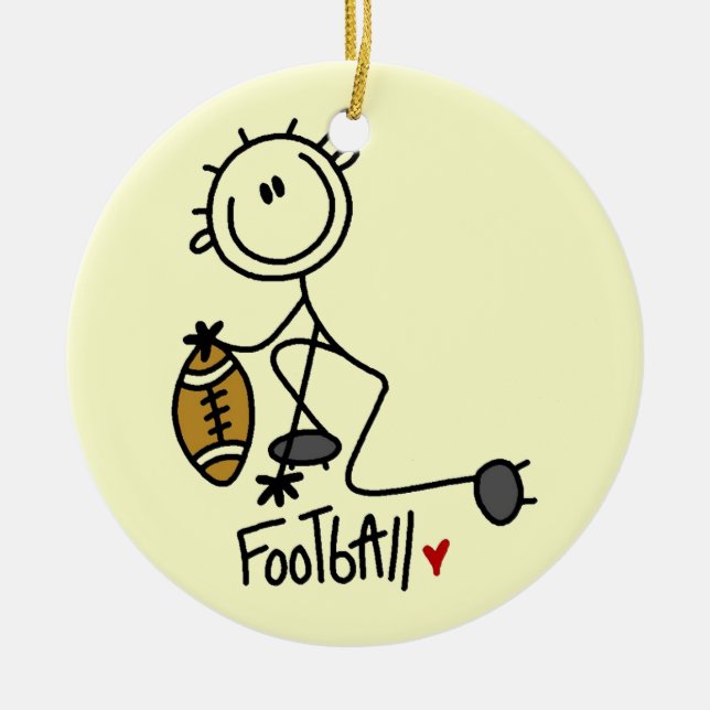 Stick Figure Basic Football T-shirts and Gifts Ceramic Ornament (Front)