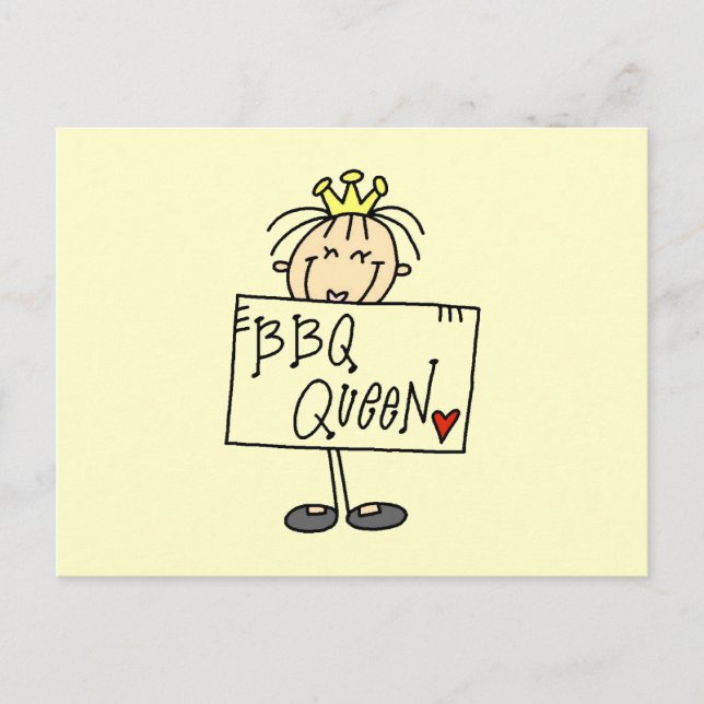 Stick Figure BBQ Queen Postcard (Front)