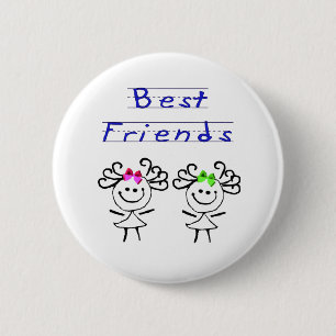 Stick figure best friends pinback button