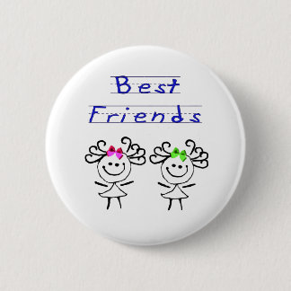 Stick figure best friends pinback button