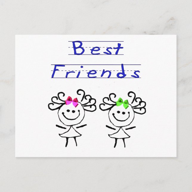 Stick figure best friends postcard (Front)