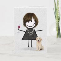 Stick Figure Birthday Girl with Dog