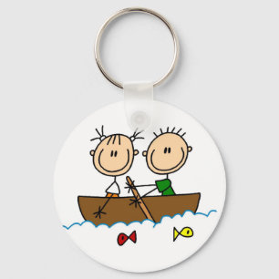 Stick Figure Boat Fishing Tshirts and Gifts Keychain