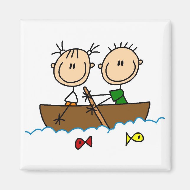 Stick Figure Boat Fishing Tshirts and Gifts Magnet (Front)