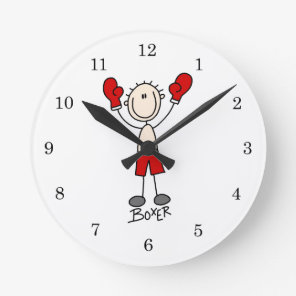 Stick Figure Boxer T-shirts and Gifts Round Clock