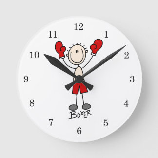 Stick Figure Boxer T-shirts and Gifts Round Clock