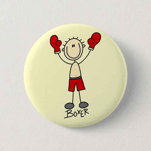 Stick Figure Boxing T-shirts and Gifts Button (Front)