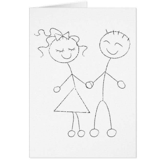 Stick Figure Boy and Girl Cards (Front)