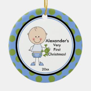 Stick Figure Boy Baby's First Christmas Ornament