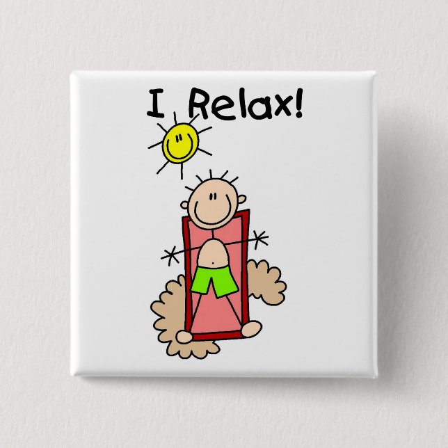 Stick Figure Boy I Relax Pinback Button (Front)