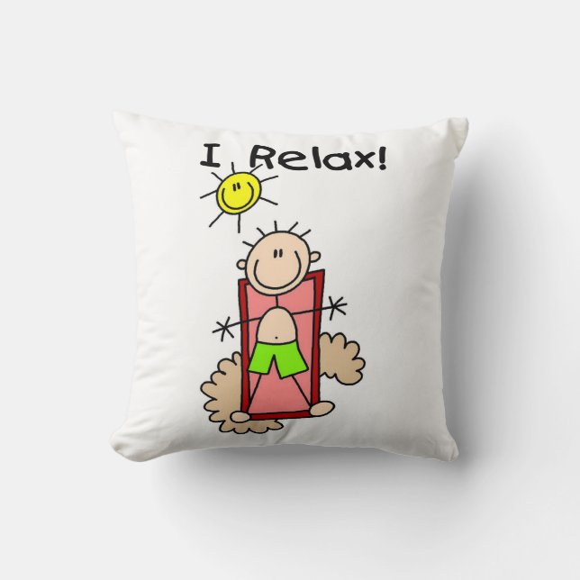 Stick Figure Boy I Relax Throw Pillow (Front)