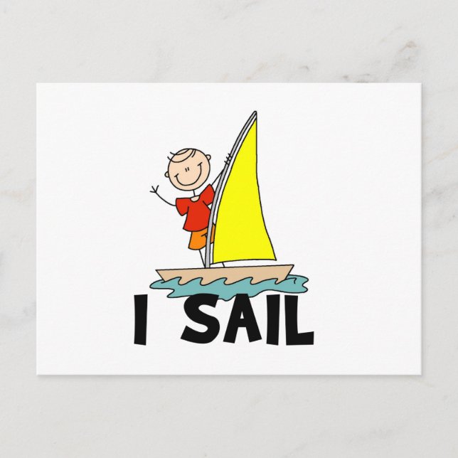 Stick Figure Boy I Sail Postcard (Front)