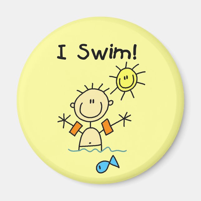 Stick Figure Boy I Swim Magnet (Front)