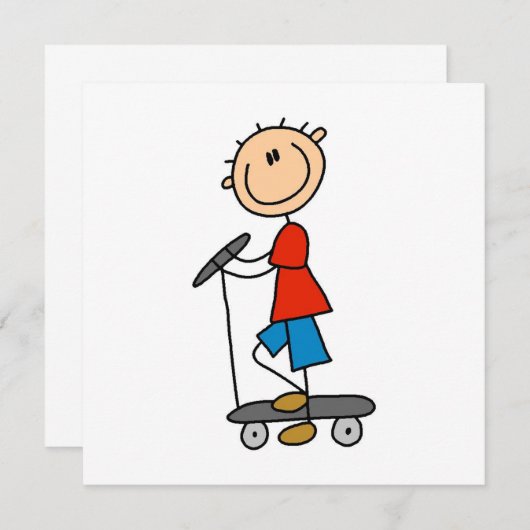 Stick Figure Boy on Scooter (Front/Back)
