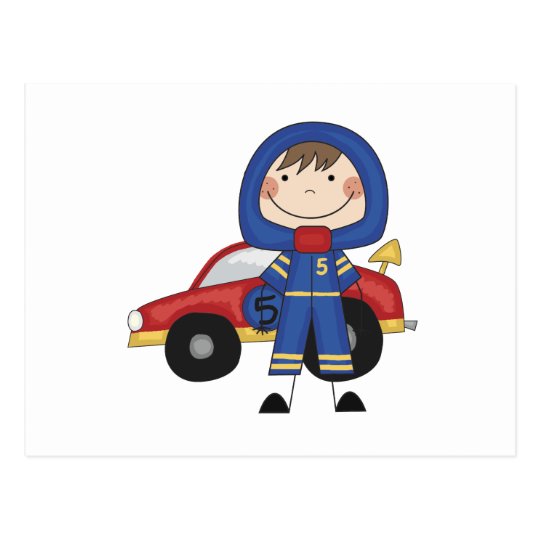 Stick Figure Boy Race Car Driver Tshirts Postcard