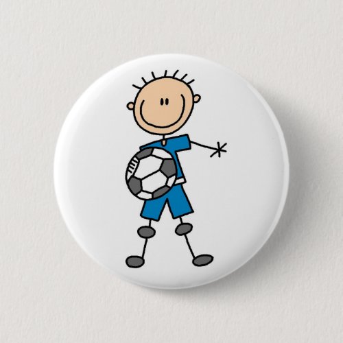 Stick Figure Boy Soccer Button