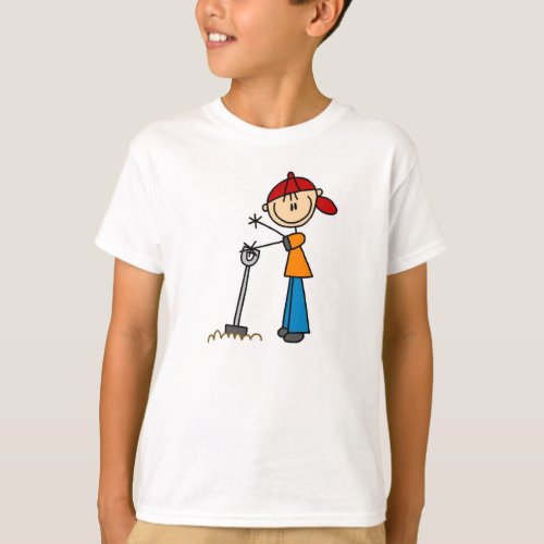 Stick Figure Boy with Shovel T_shirt