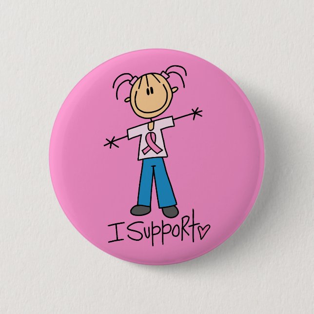 Stick Figure Breast Cancer Support Button (Front)