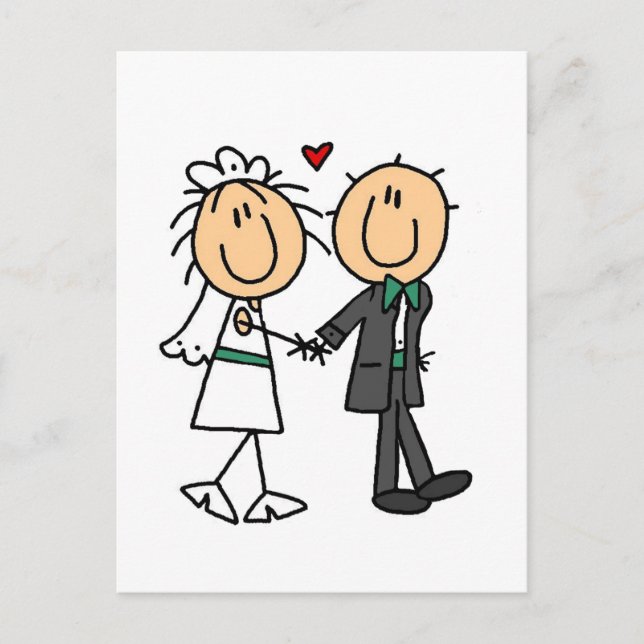 Stick Figure Bride and Groom Invitations (Front)