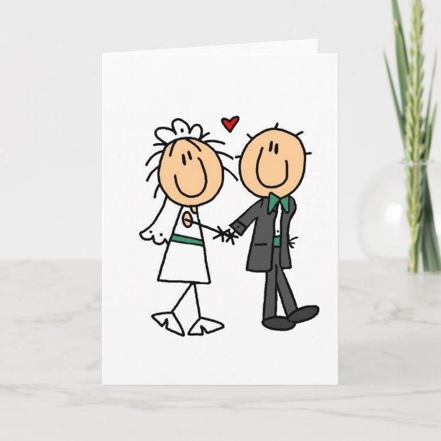 Stick Figure Bride and Groom Invitations (Front)