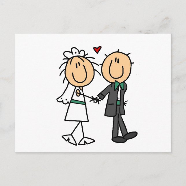 Stick Figure Bride and Groom Invitations (Front)