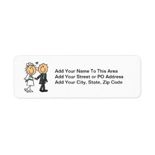 Stick Figure Bride and Groom T-shirts and Gifts Label