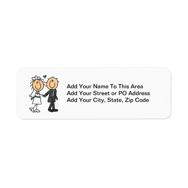 Stick Figure Bride and Groom T-shirts and Gifts Label (Front)