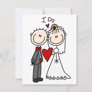 Stick Figure Bride & Groom Wedding Invitation Card