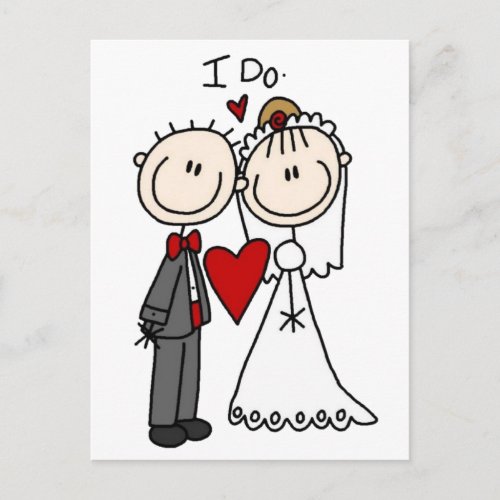 Stick Figure Bride  Groom Wedding Save the Date Postcard