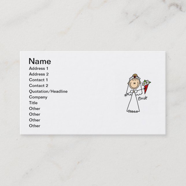Stick Figure Bride T shirts and Gifts Business Card (Front)