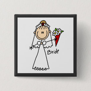 Stick Figure Bride T shirts and Gifts Button