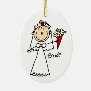 Stick Figure Bride T shirts and Gifts Ceramic Ornament
