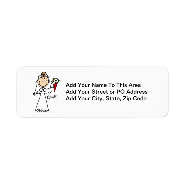 Stick Figure Bride T shirts and Gifts Label (Front)