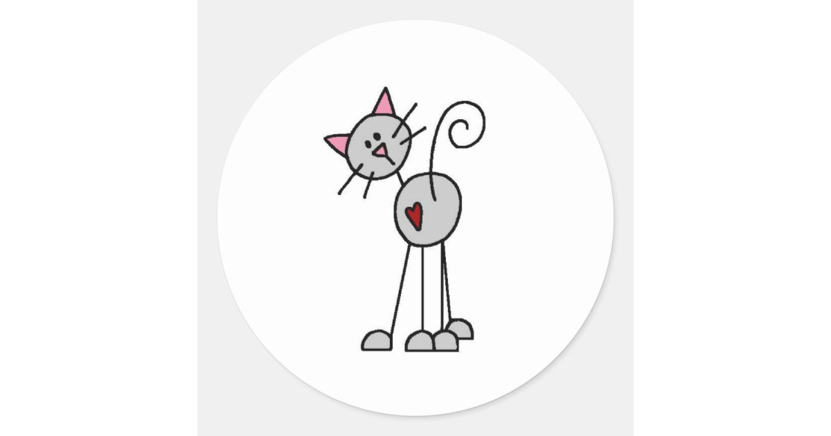 Stick Figure Cat Sticker | Zazzle