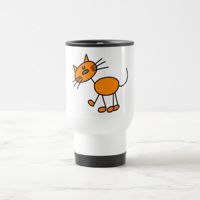 Stick Figure Cat T-shirts and Gifts Travel Mug (Center)